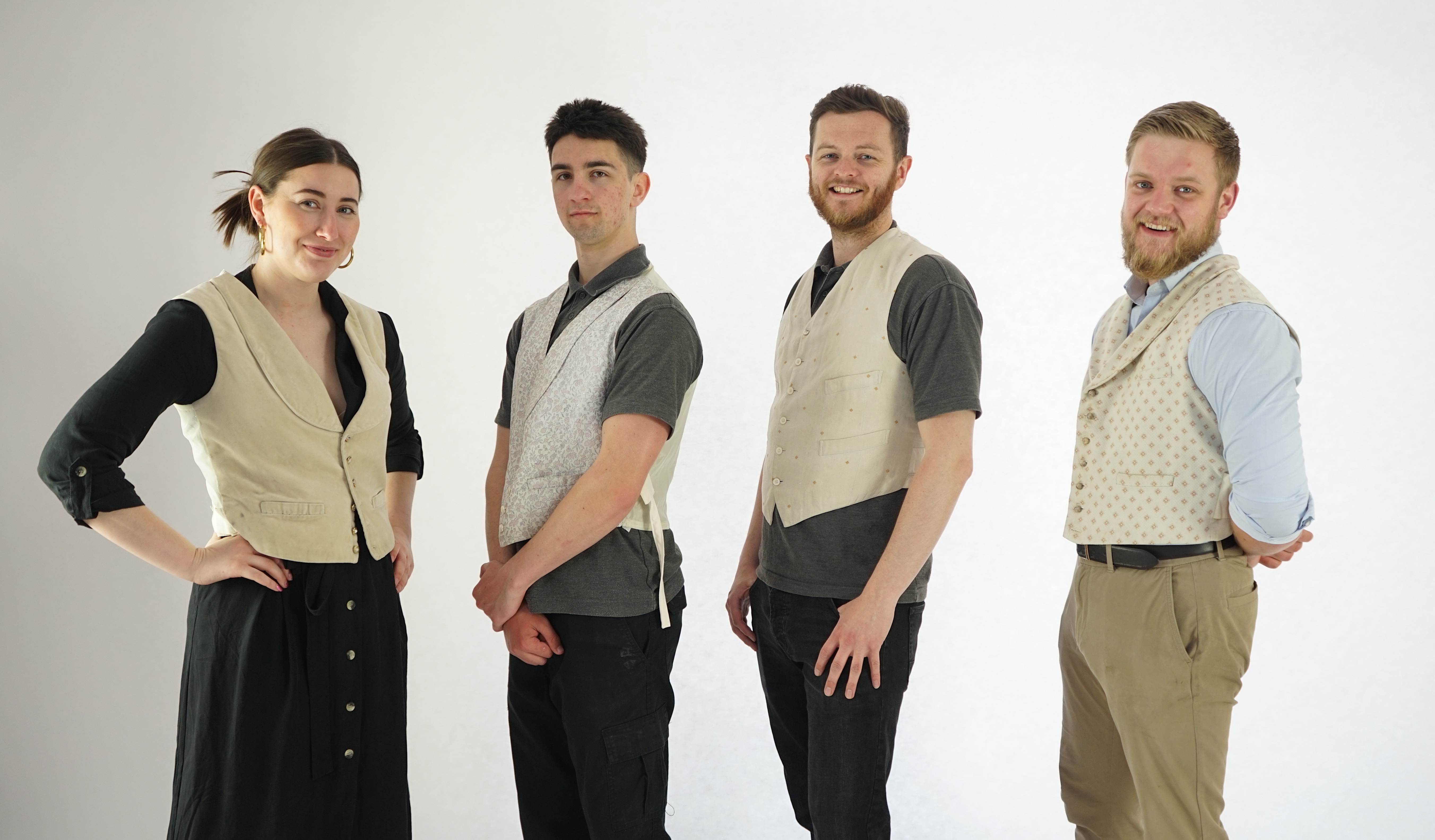 Four 19th Century light coloured evening waistcoats. Approx size 38